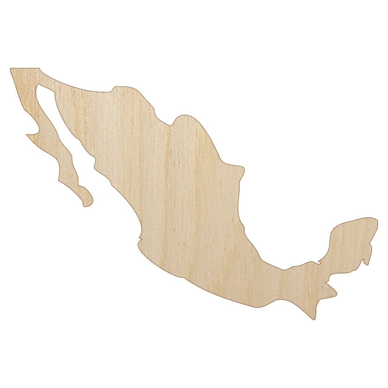 Mexico Country Solid Unfinished Wood Shape Piece Cutout for DIY Craft Projects
